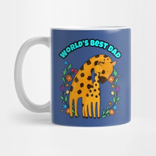 🦒 Father and Child Giraffe, Flowers, World's Best Dad Mug